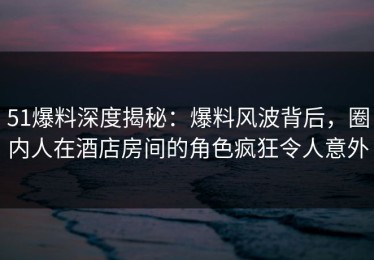 51爆料深度揭秘：爆料风波背后，圈内人在酒店房间的角色疯狂令人意外
