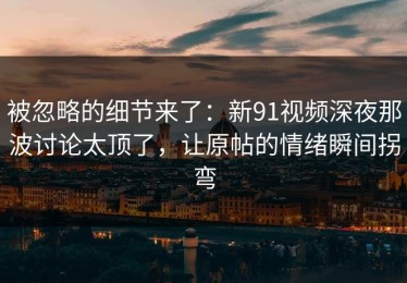 被忽略的细节来了：新91视频深夜那波讨论太顶了，让原帖的情绪瞬间拐弯