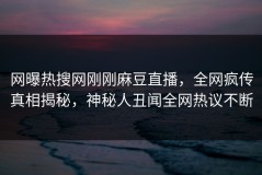 网曝热搜网刚刚麻豆直播，全网疯传真相揭秘，神秘人丑闻全网热议不断