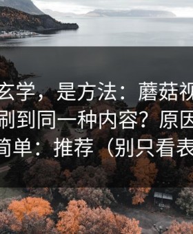 这不是玄学，是方法：蘑菇视频为什么你总刷到同一种内容？原因比你想的简单：推荐（别只看表面）
