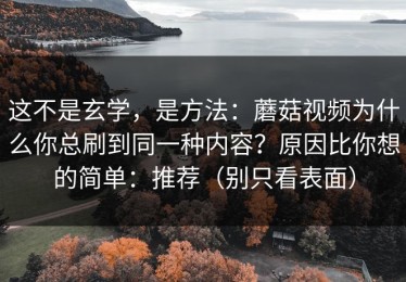 这不是玄学，是方法：蘑菇视频为什么你总刷到同一种内容？原因比你想的简单：推荐（别只看表面）