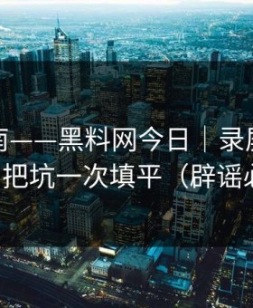 避坑指南——黑料网今日｜录屏如何验证？把坑一次填平（辟谣必看）
