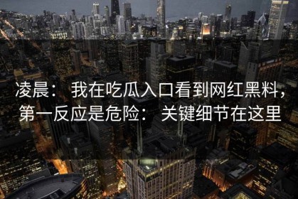 凌晨： 我在吃瓜入口看到网红黑料，第一反应是危险： 关键细节在这里
