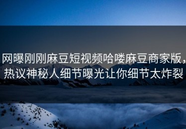 网曝刚刚麻豆短视频哈喽麻豆商家版，热议神秘人细节曝光让你细节太炸裂