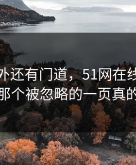 热闹之外还有门道，51网在线观看那个传闻那个被忽略的一页真的不简单