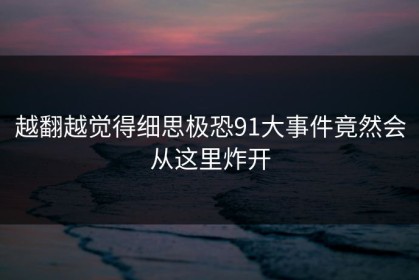 越翻越觉得细思极恐91大事件竟然会从这里炸开