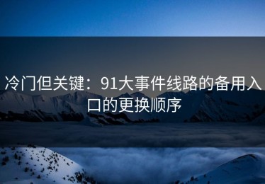 冷门但关键：91大事件线路的备用入口的更换顺序