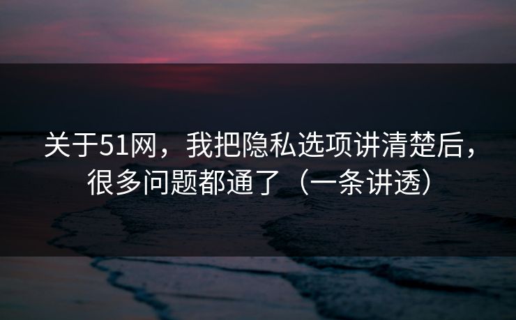 关于51网，我把隐私选项讲清楚后，很多问题都通了（一条讲透）